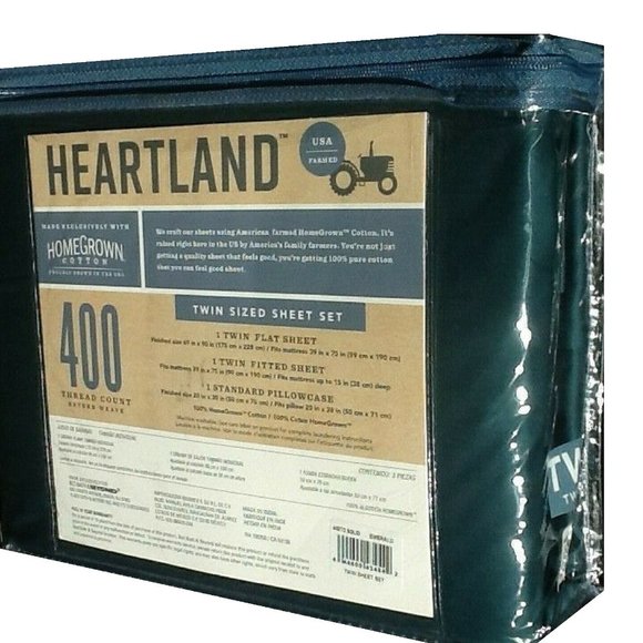 brand new EMERALD GREEN Heartland 400 TC 100% Cotton Sateen Weave TWIN Sheet Set - Picture 3 of 5